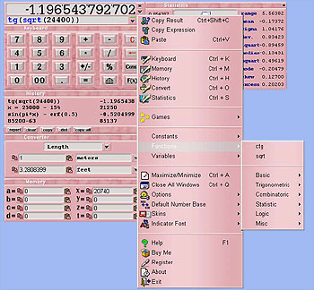 B&G Calculator Menu